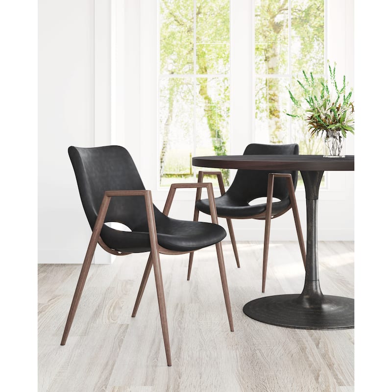 Desi Dining Chair Beige & Walnut - Black