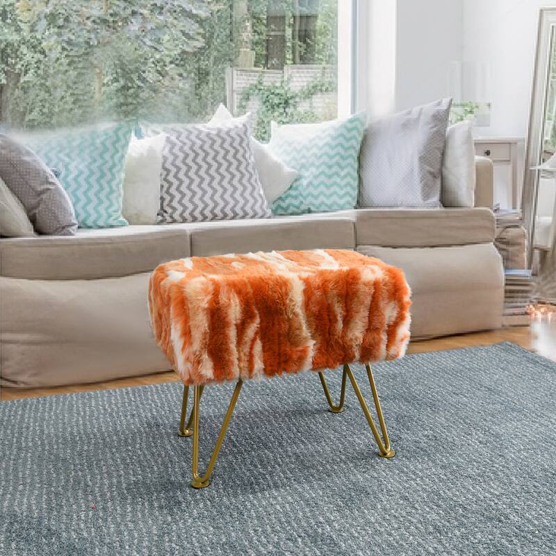Home Soft Things Soft Fauxfur Ottoman Fuzzy Entryway Bench Seat