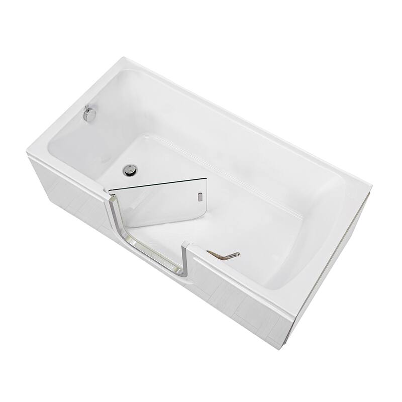 Ella Laydown 30x60 Walk in Bathtub, Waterfall Wall Mount Faucet, Hand Shower, Slider Bar in Chrome