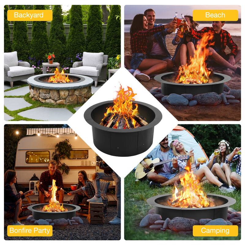Aoodor 36 Inch Metal Fire Pit Ring - 36"