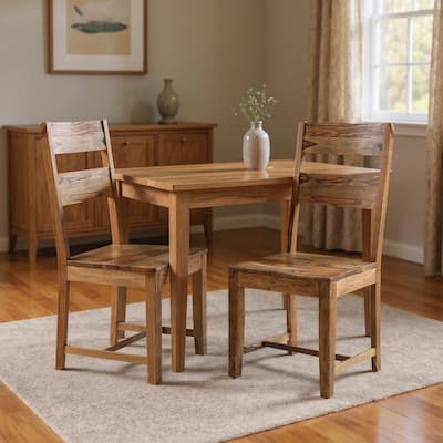 HomeRoots Set of Two Brown Solid Wood Ladder Back Dining Side Chairs - 18 in. x 39 in. x 18 in.