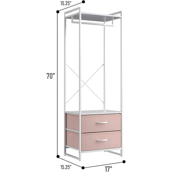 Clothing Rack with 2 Drawers - Tall Closet Stand Dresser for Bedroom