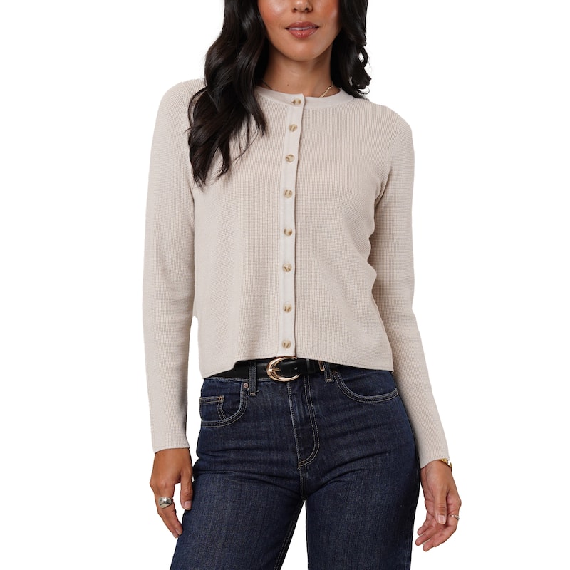 Cyrus Waffle-Knit Cardigan