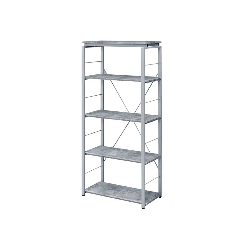 Jurgen Faux Concrete & Silver Finish Bookshelf - Gray,Silver