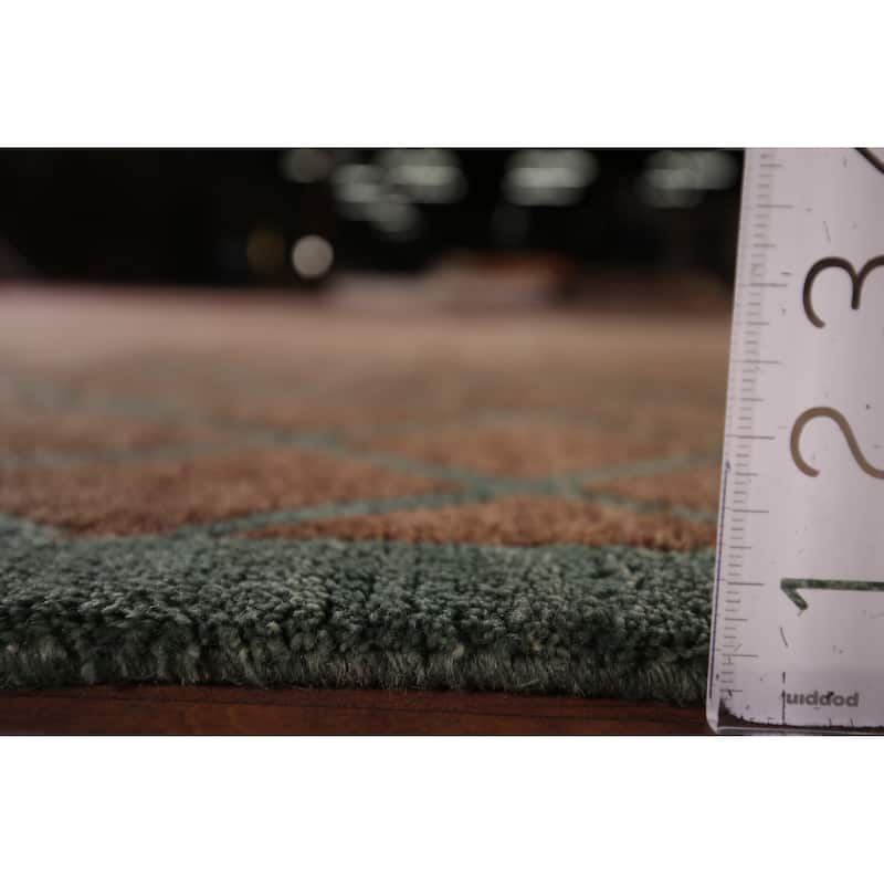 All-Over Brown Trellis Nepalese Oriental Rug Hand-Knotted Wool Carpet - 5'0"x 8'1"