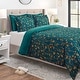 preview thumbnail 2 of 3, Chanasya Teal Reversible Microfiber Velvet Leaves Foliage 5-Piece Duvet Cover Set