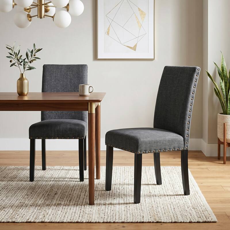 Copper Grove Humboldt Nailhead-trim Fabric Dining Chairs (Set of 2) - Grey