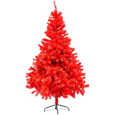 6' Scarlett Red Pine Artificial Christmas Tree Unlit