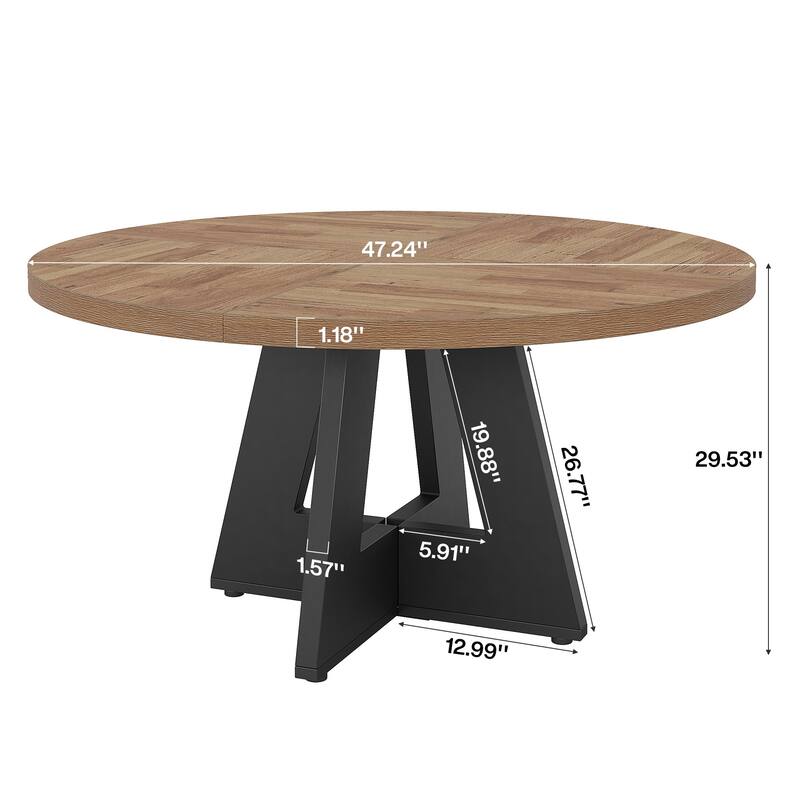 Round Dining Table Wood Kitchen Table 47" Dinning Room Tables