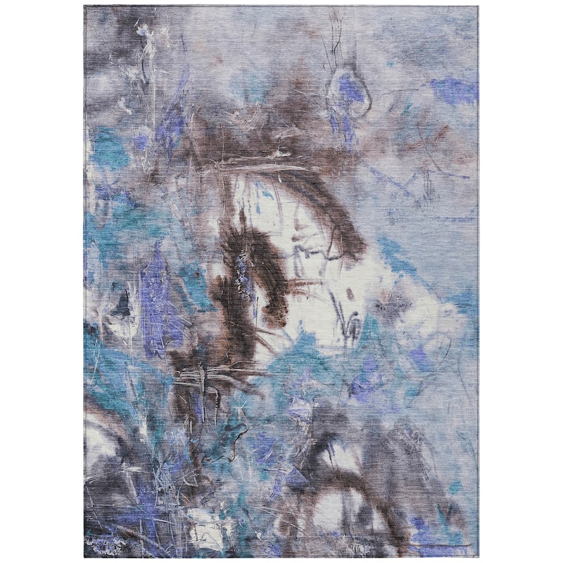 Machine Washable Indoor/Outdoor Modern Artistry Chantille Rug