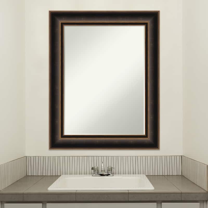 Villa Oil Rubbed Bronze Half-Inch-Beveled Wood Bathroom Wall Mirror - Villa Oil Rubbed Bronze - Glass Size 18x24