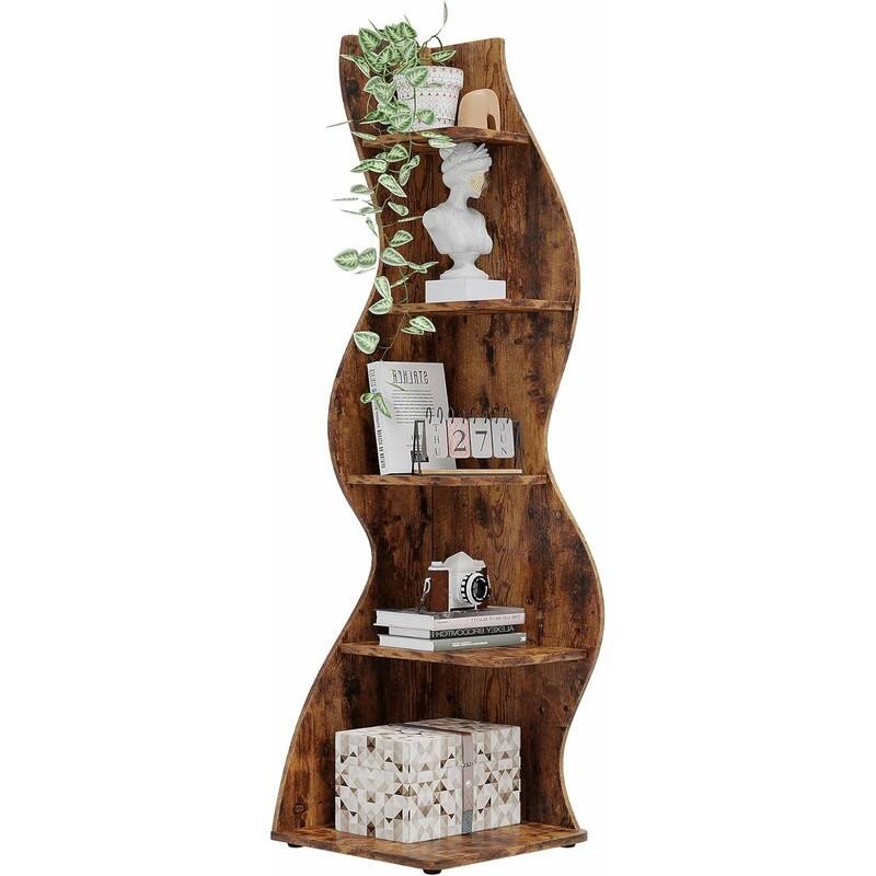 5-Tier Corner Wall Bookshelf - Storage Rack and Plant Stand