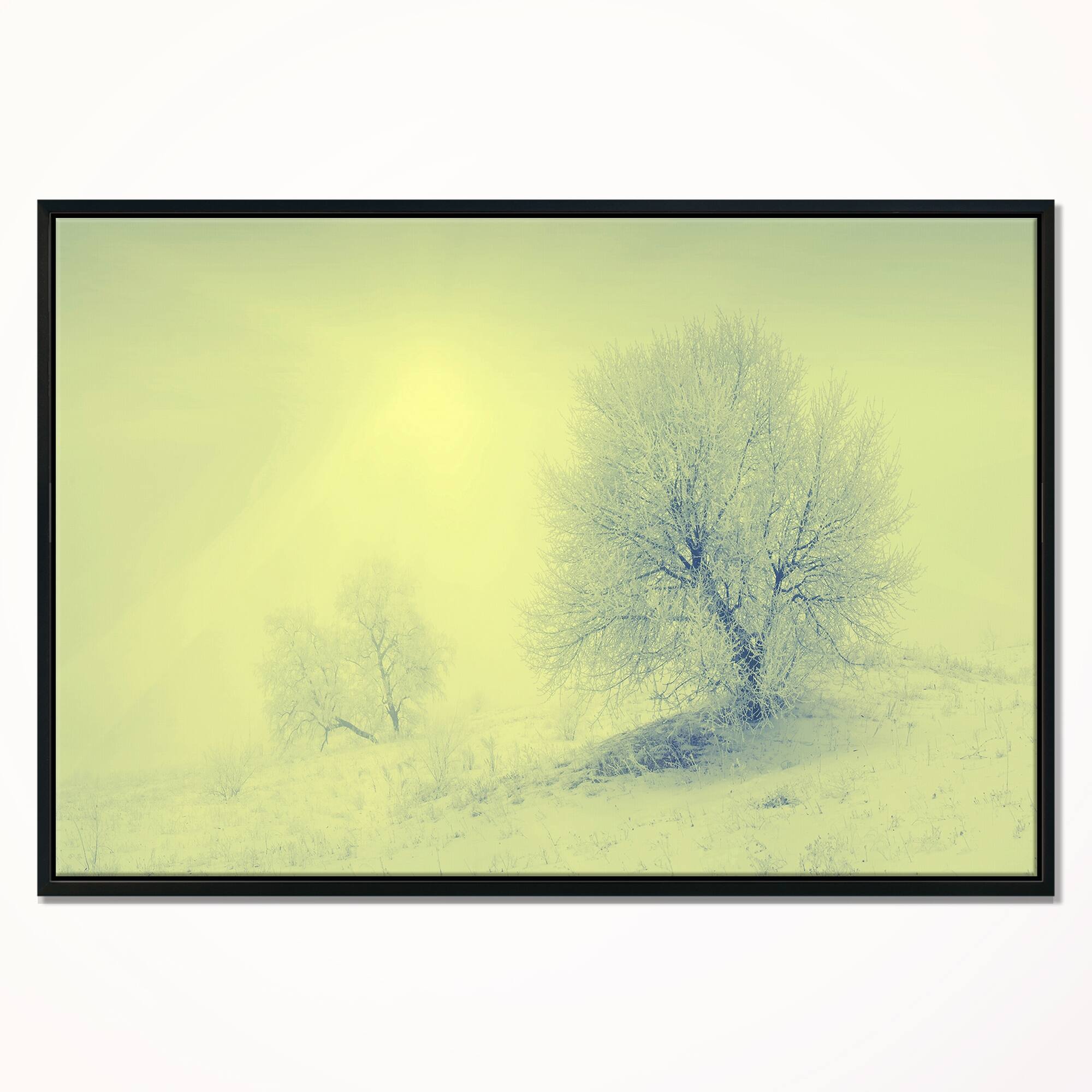 Designart "Beautiful Winter Snow Valley" Large Landscape Framed Canvas