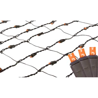 2' x 8' Orange LED Net Style Tree Trunk Wrap Christmas Lights - Brown Wire
