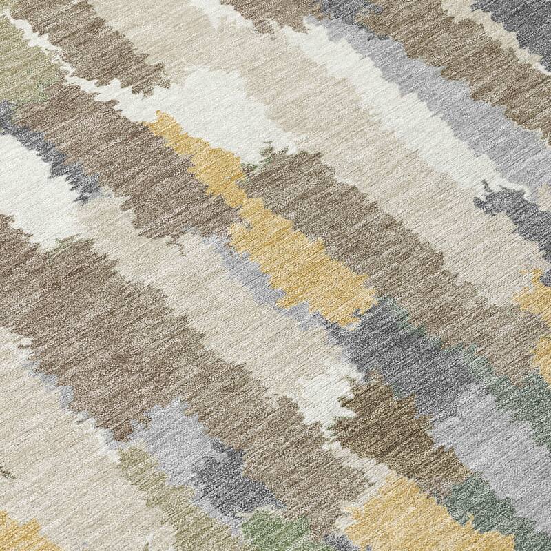 Machine Washable Indoor/ Outdoor Contemporary Stacks Chantille Rug