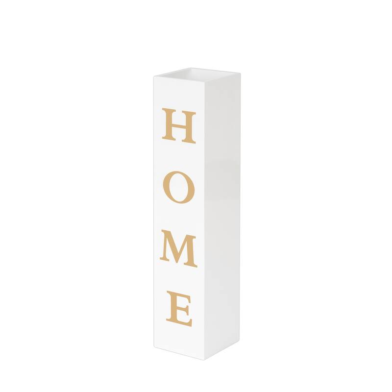 White Wood Vase HOME Letter Floor Vase