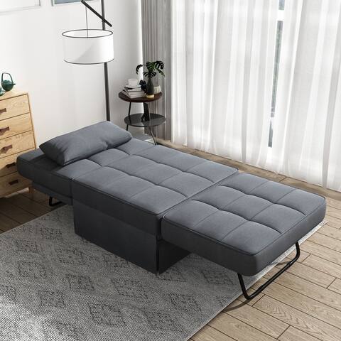 Sofa Bed, 4 in 1 Multi-Function Folding Ottoman Breathable Linen Couch Bed with Adjustable Backrest Modern Convertible Chair