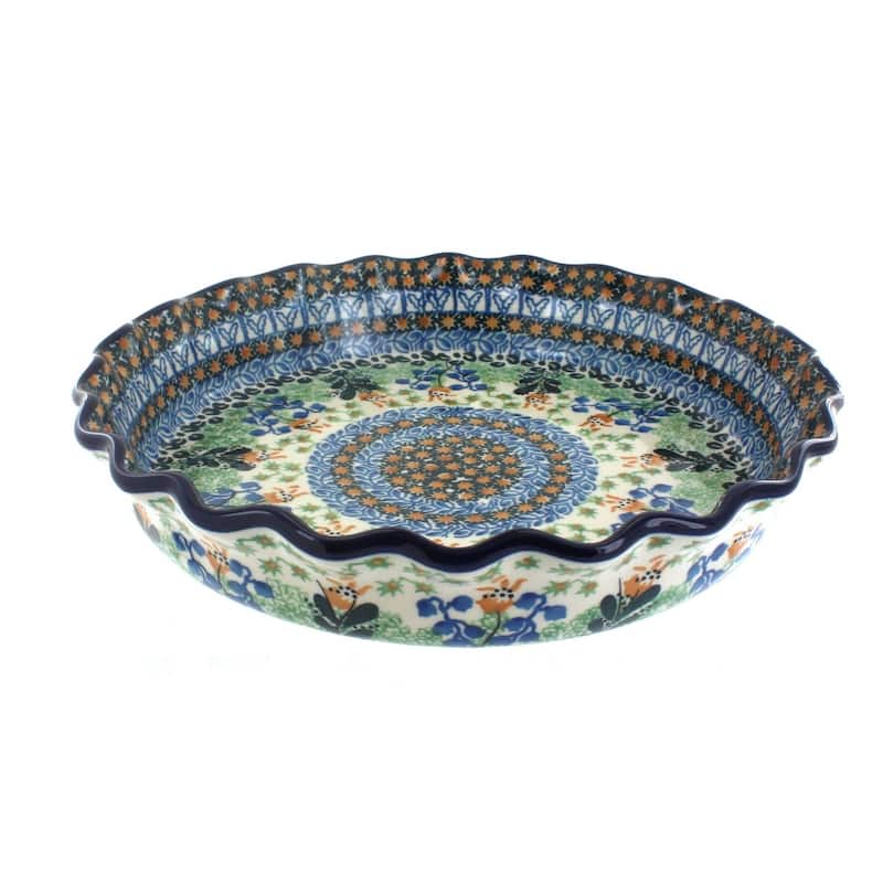 Blue Rose Polish Pottery 636 Ceramika Artystyczna Pie Plate