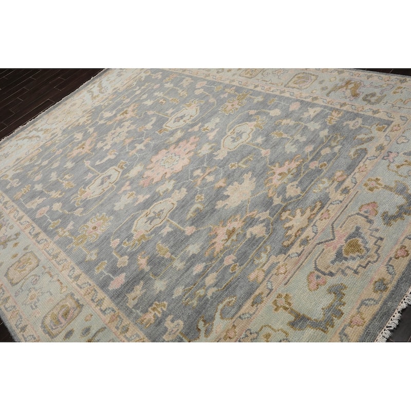 LoomBloom Muted Turkish Oushak Hand Knotted Area Rug Slate Color