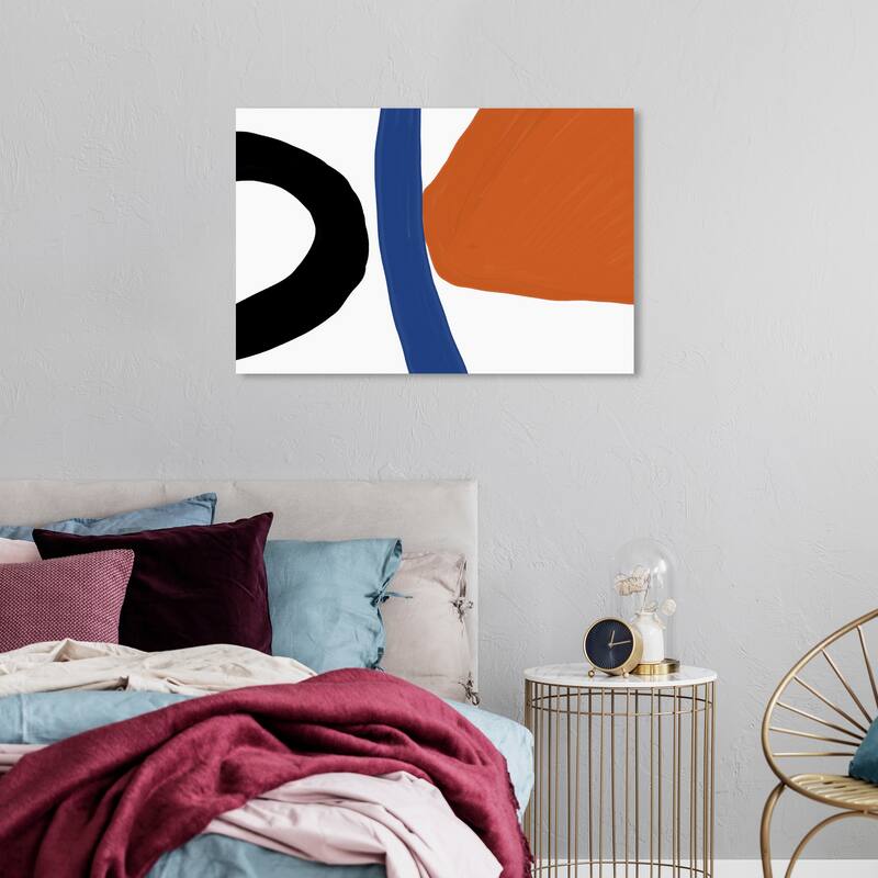 Wynwood Studio Canvas Abstract Fractions Blue and Ochre Modern & Contemporary Wall Art Canvas Print