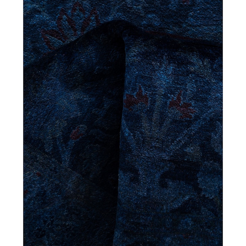Overdyed One-of-a-Kind Hand-Knotted Runner Rug - Navy - 2' 6" x 12' 3"