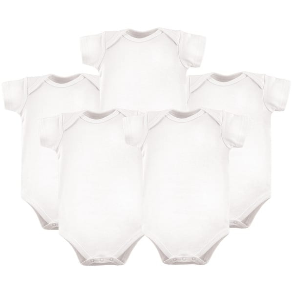 slide 1 of 1, Luvable Friends Cotton Bodysuits 5pk, White 0-3 Months - White 5-Pack
