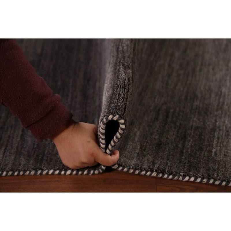 Charcoal Gabbeh Indian Area Rug Handmade Wool Carpet - 4'11"x 7'10"