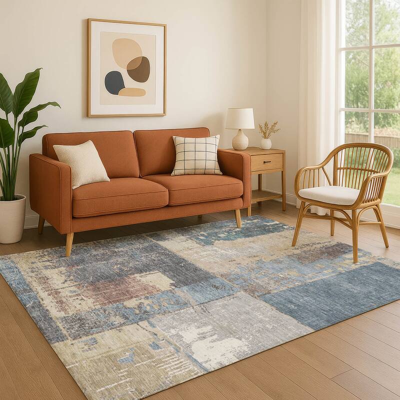 Premium Washable Super Soft Contemporary Geo Mayfield Rug - Beige - 8' x 10'