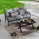 preview thumbnail 3 of 23, Patio Festival 2-Piece Outdoor Metal Sofa with Coffee Table Set