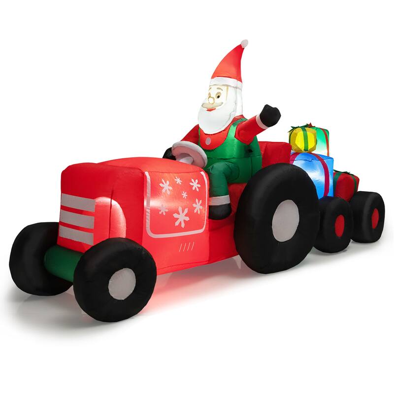 9 FT Christmas Inflatable Santa Claus on Truck with LED Lights - Red