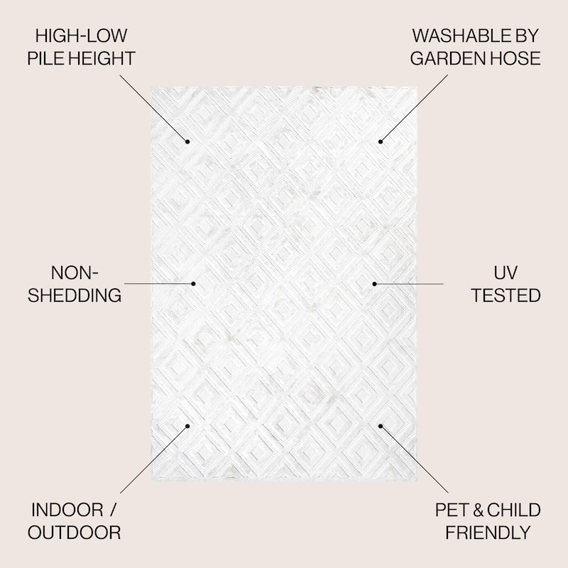 JONATHAN Y Ankara Neutral Diamond Trellis Indoor/Outdoor Area Rug