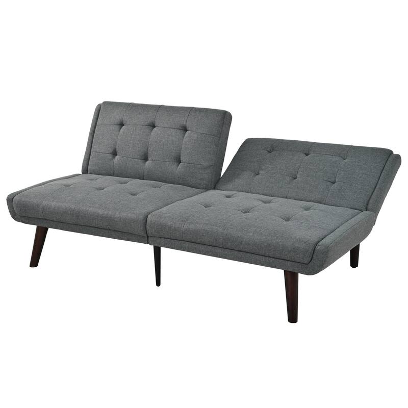 2-Seater Sofa Bed Grey Convertible Sofa Bed with 5-Position Adjustable Backrest, 63" Loveseat Sleeper Sofa Couch
