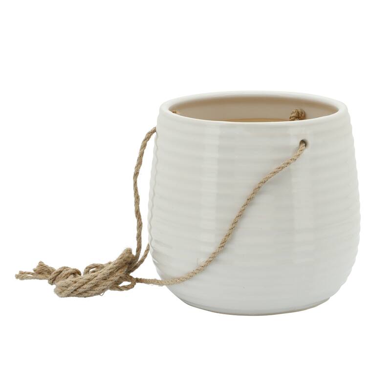 Sagebrook Home Neutral Textured Ceramic Hanging Planter