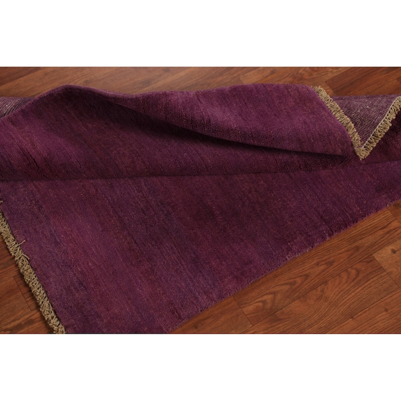 Purple Gabbeh Modern Rug Hand-Knotted Wool Carpet - 3'4" x 3'7"