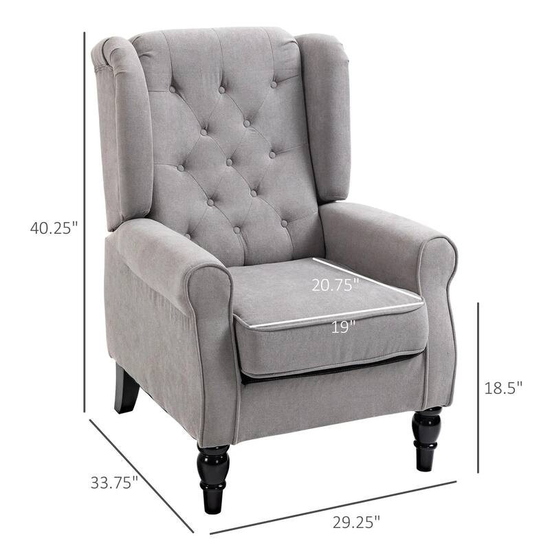 Wingback Accent Chair for Living Room with Round Armrests, Wood Legs