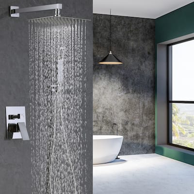 1-Spray Patterns with 10 in. Wall Mount Rain Dual Shower Heads in Chrome