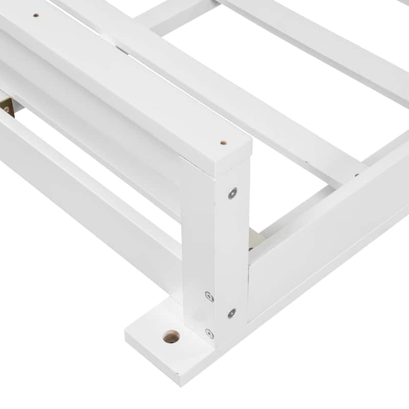 Roomfitters Acacia Wood Patio Swing Bed, Modern Porch Swing Hanging Bed Frame with 16.4Ft Hemp Ropes for Garden