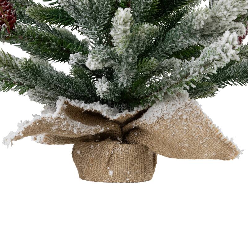 Real Touch™️ Potted Flocked Mini Fir Pine Artificial Christmas Tree - 25" - Unlit - 2 Foot