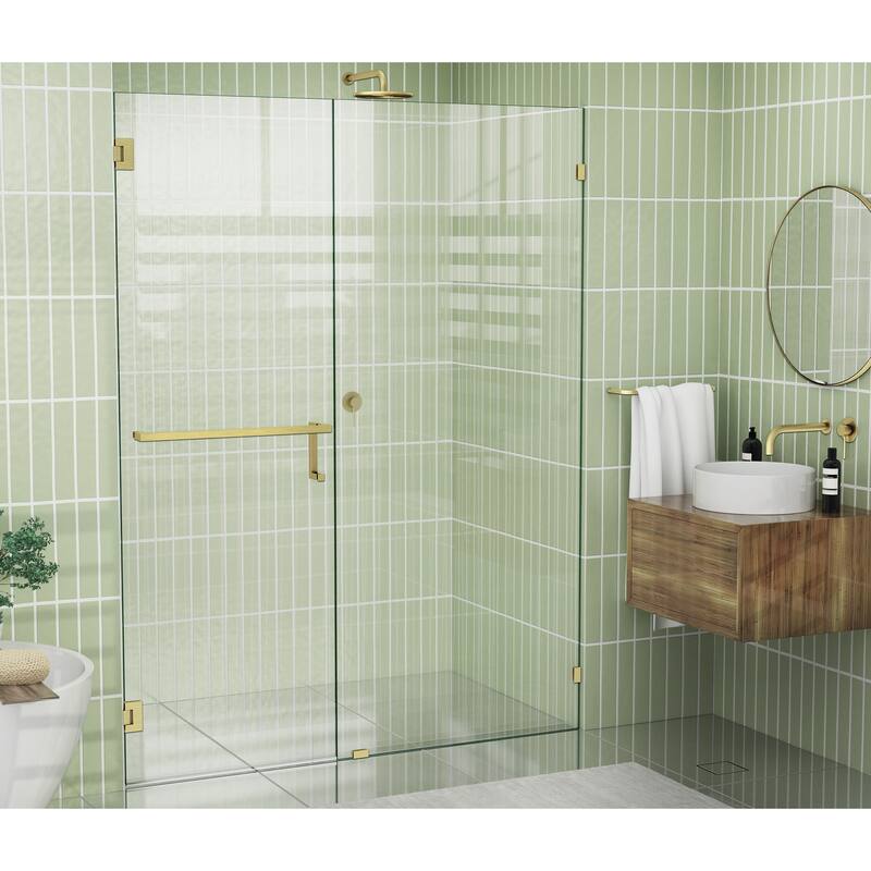 Glass Warehouse 78" x 60.75" Frameless Towel Bar Shower Door - Wall Hinge