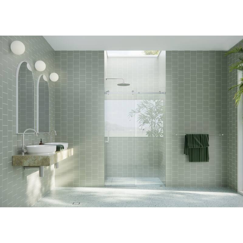 Glass Warehouse SQSLD-48 Astro 78" High x 48" Wide Sliding Frameless - Brushed Nickel