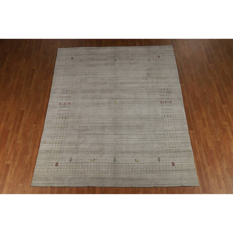 Hand Knotted Oriental 100% Wool Carpet Tribal Tribal Greys & Charcoal Gabbeh Area Rug - 9' 9'' X 8' 0''