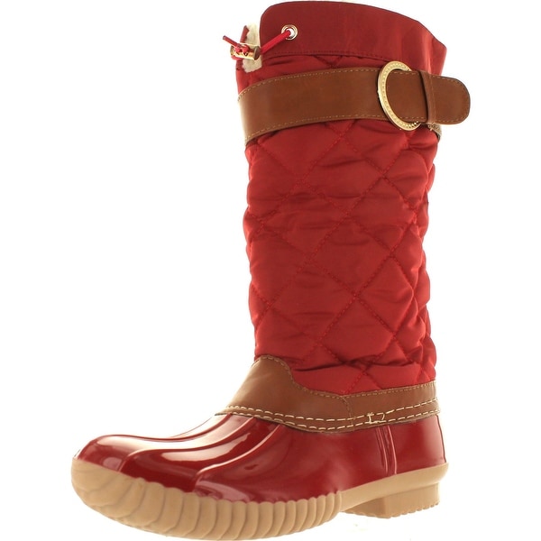 Ny Vip Women's B7777 Tall Duck Boot Rain & Snow Boot With Sherpa Lining And Quilted Canvas Upper
