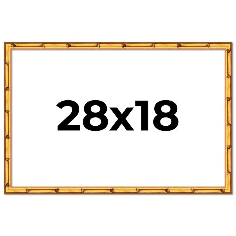 28x18 Frame Gold Bamboo Picture Frame Modern Photo Frame Includes UV Acrylic Shatter Guard Front Acid Free Foam Backing Board