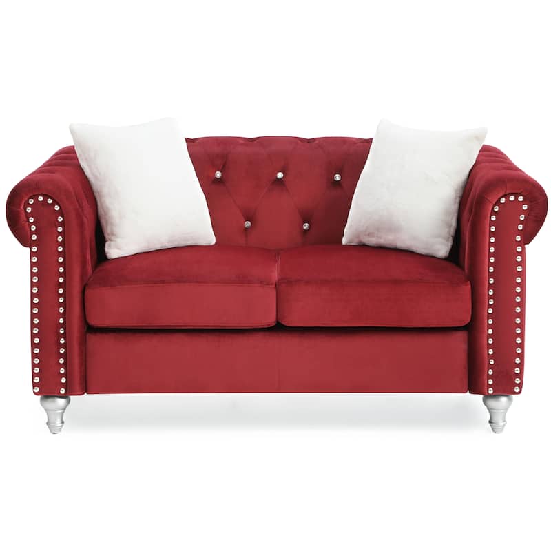 Raisa Microsuede Velvet Tufted Loveseat