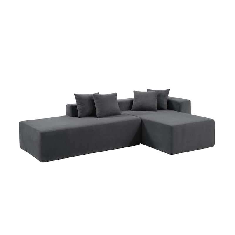 GDFStudio - 101.5" Acacia Wood Modular L-Shaped Sofa