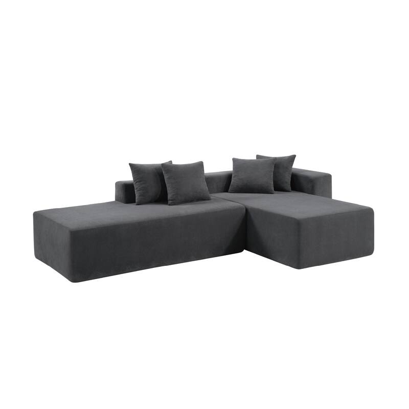 Modular Sectional Couch, Boneless L Shaped Cloud Sofa with Chaise Lounge, Corduroy Upholstered Couches