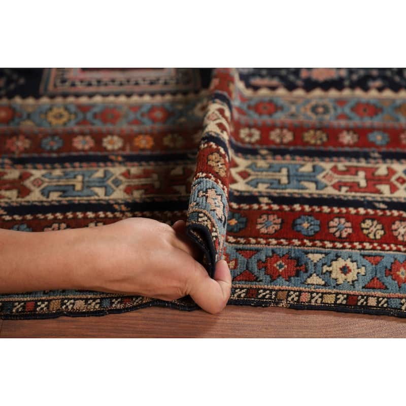 Pre-1900 Antique Kazak Vegetable Dye Foyer Rug Handmade Wool Carpet - 3'10" x 5'5"