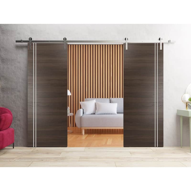 Sturdy Double Barn Door 36 x 80 with Planum 0310 Chocolate Ash with 13FT