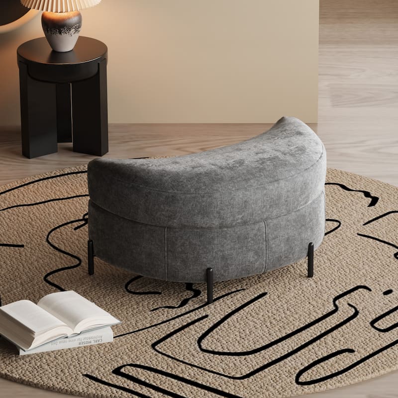 Modern Chenille 360° Swivel Accent Barrel Chair and Storage Ottoman