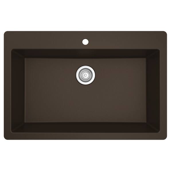 slide 8 of 56, Karran Top Mount 33 in. Large Single Bowl Quartz Kitchen Sink Brown